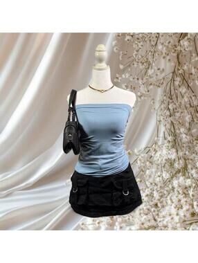 Y2K BEBE BANDEAU TUBE TOP BABY BLUE